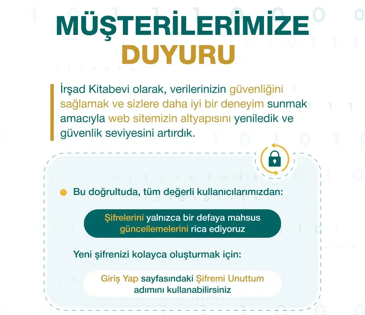Önemli Duyuru !! Web Altyapımızı Yeniledik