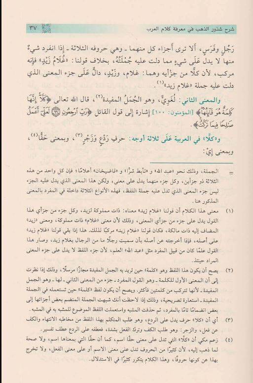 Şurhu Şüzuriz Zeheb fi Marifeti Kelamil Arab - شرح شذور الذهب في معرفة كلام العرب - 3